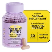 Lemme Purr Vaginal Probiotic Capsules for Women - Promotes pH Balance, Healthy Vaginal Odor & Urinary Tract Health w/Lactobacillus Blend, Clinically Tested Strains, Pineapple & Vitamin C, 60 Count