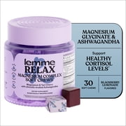 Lemme Relax Soft Chews with Magnesium Glycinate & Citrate, KSM-66 Ashwagandha + L-Theanine to Support Stress Relief, Cortisol Levels, Mood & Healthy Sleep Cycles, BlackBerry Lemonade 30 Chews