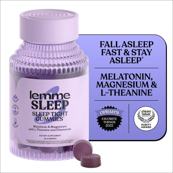 Lemme Sleep Gummies with 5mg Melatonin, Elderberry, Magnesium, L-Theanine, Chamomile & Lavender, Vegan, Drug-Free Sleep Aid, Berry, 60 Count