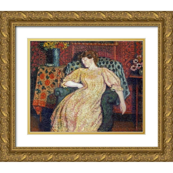Lemmen, Georges 18x15 Gold Ornate Wood Framed with Double Matting Museum Art Print Titled - Sleeping
