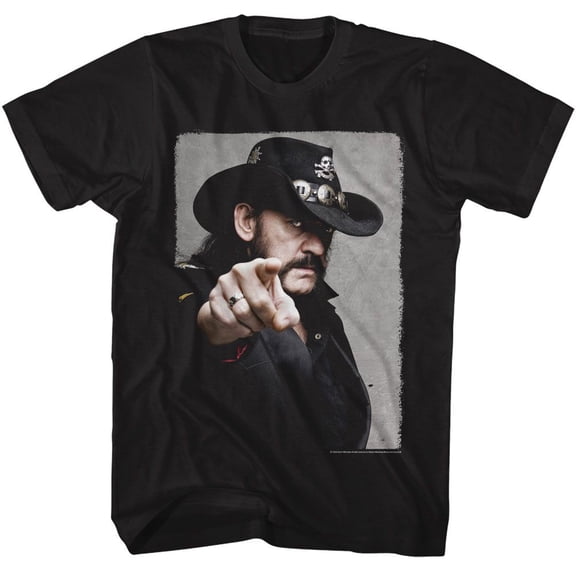 Lemmy Motorhead Pointing Black Adult T-Shirt Lt
