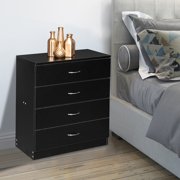 LemoHome Black 4 Drawer Dresser, Chest of Drawers for Bedroom, Modern Storage Cabinet Dresser Organizer Unit with Handle for Living Room, Closet, Hallway, Nursery