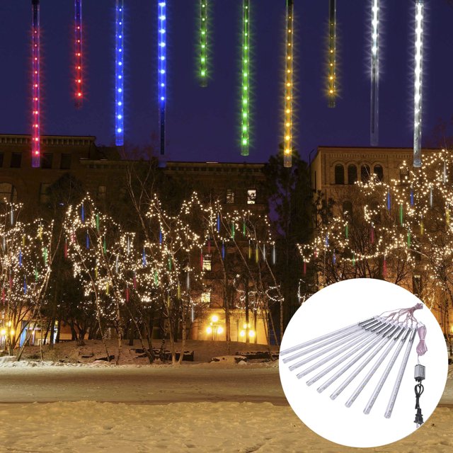 LemoHome Christmas Meteor Shower Lights Outdoor, 10 Tubes 240 LED