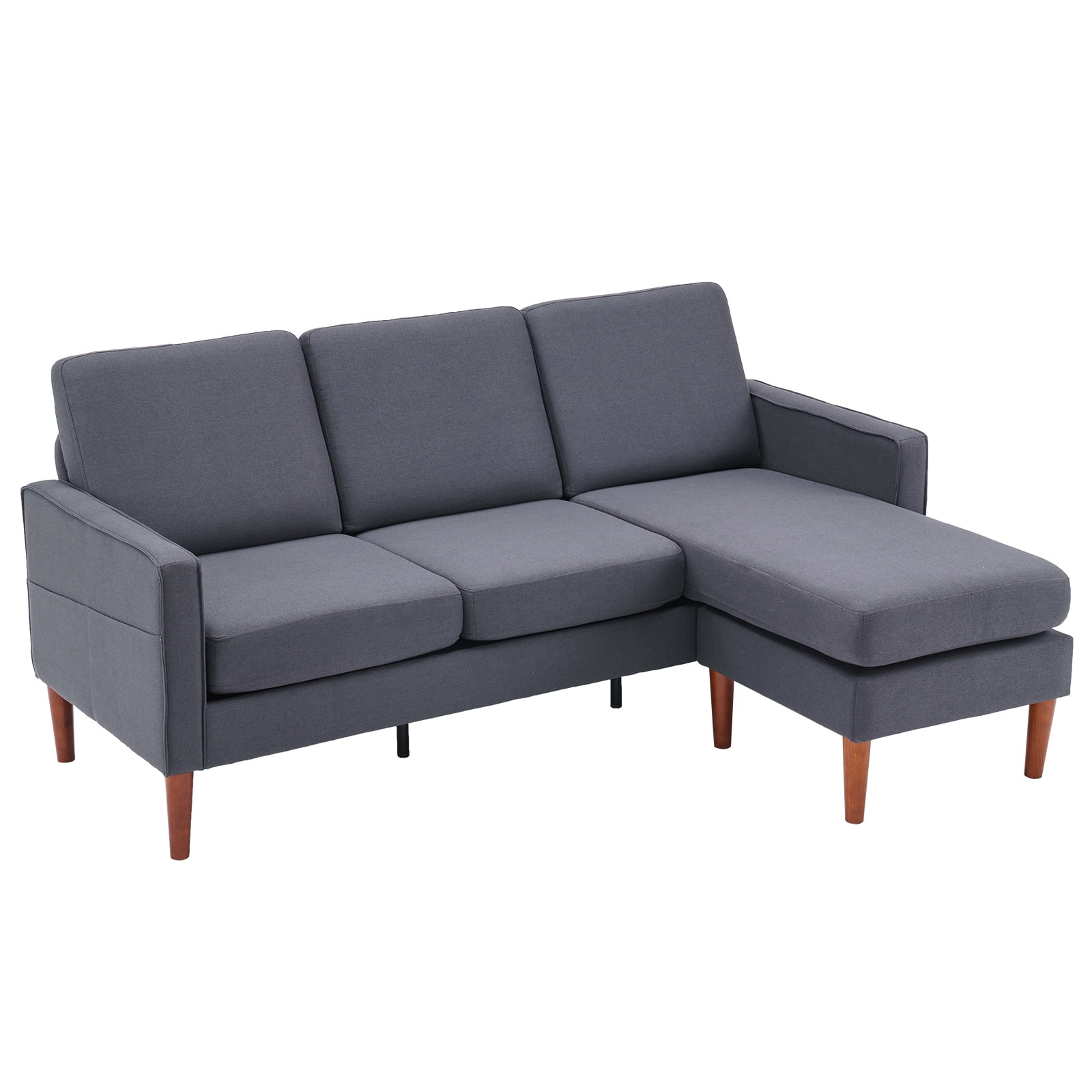 LemoHome Sectional Sofa with Movable Ottoman, 3Seater Free Combination