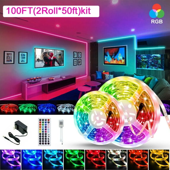 Lemohome LED Strip Lights 100ft Music Sync Bluetooth 5050 RGB Room Light W/Remote