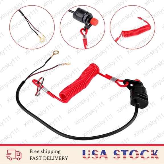 Lemohome Universal Boat Outboard Engine Motor Kill Stop Switch with Safety Tether Lanyard