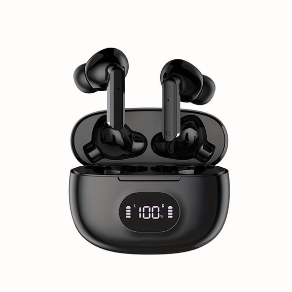 Lemohome Wireless Earbuds Bluetooth Ear Buds with Big Bass Stereo Sound LED Power Display Black