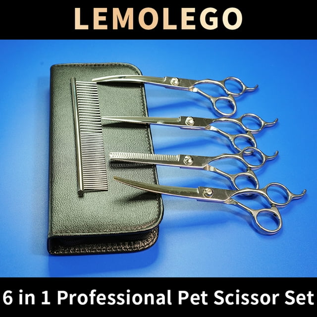"Lemolego 7"" Professional Pet Grooming Scissors Set Stainless Steel