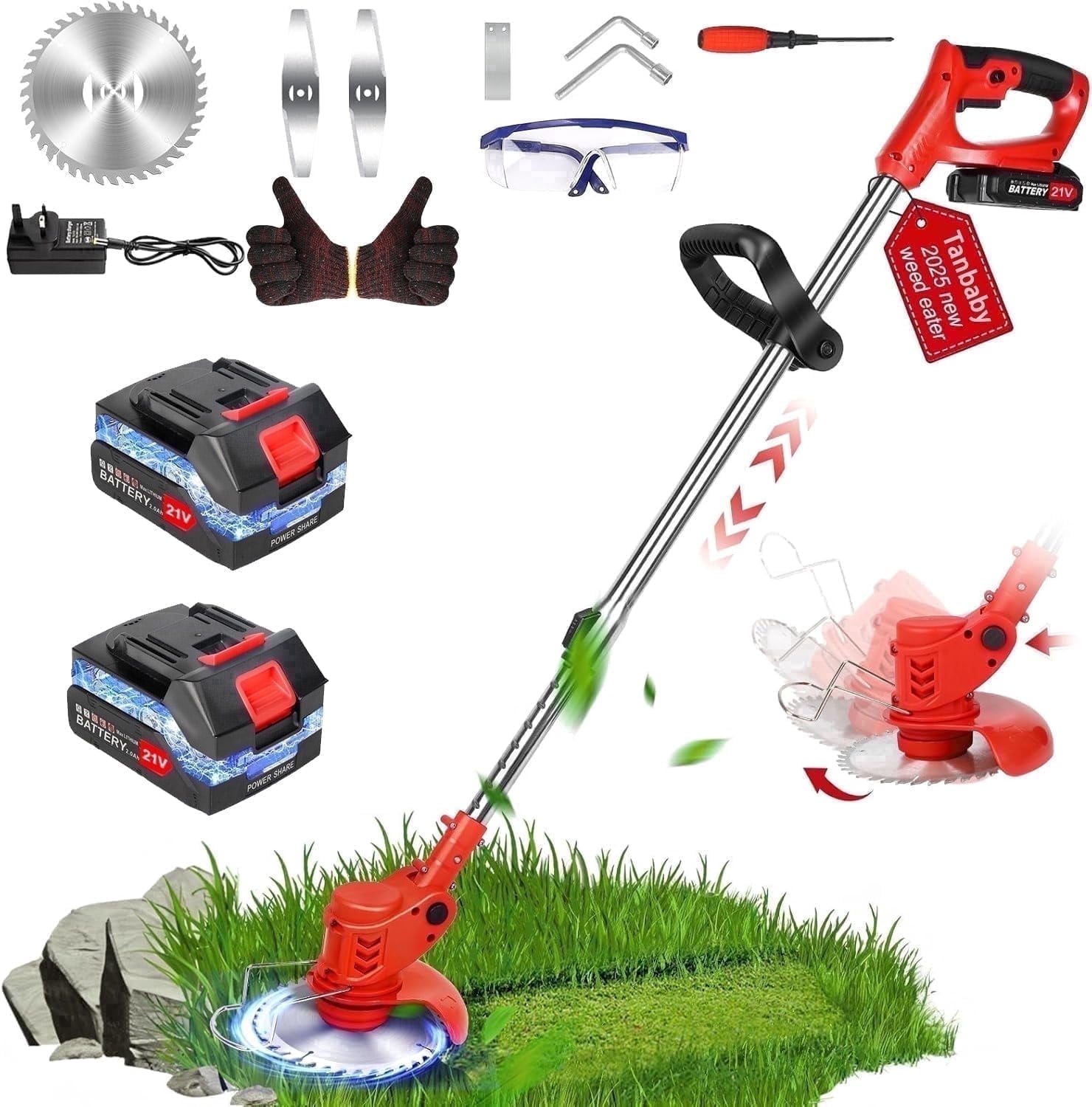 Lemolifys Weed Eaters Cordless, 3-in-1 Battery Powered, 6 inch Grass Trimmer & String Trimmer/Edger Kit for Lawn Garden Trimming