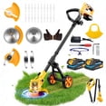 thumbnail image 1 of Lemolifys 6-inch Weed Eaters with Wheels & 3 Blades, 21V Battery String Trimmer for Lawn Yard Garden, 1 of 10
