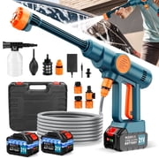 Lemolifys Cordless Pressure Washer with 2Pcs 3000mAh Battery, 6-in-1 Nozzle for Car, Patio