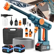 Lemolifys Cordless Pressure Washer with 2Pcs 3000mAh Battery, 6-in-1 Nozzle for Car, Patio
