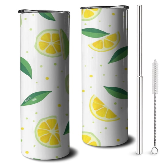 Lemon 20oz Tumbler with Lid Straw Stainless Steel Travel Cups for Spring Summer