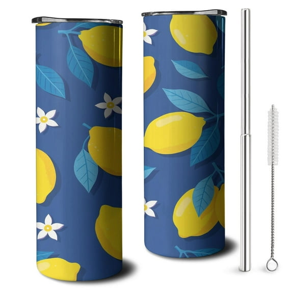 Lemon 20oz Tumbler with Lid Straw Vacuum Insulated Travel Cups for Travel Commuting Driving