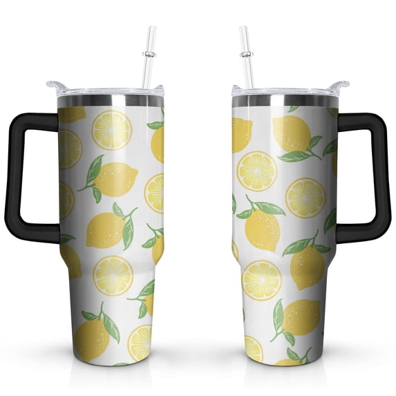 Lemon 40oz Stainless Steel Vacuum Insulated Tumbler with Lid and Straw for Water Iced Tea Coffee Smoothie and More