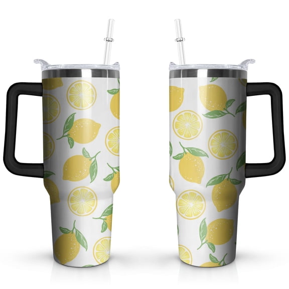 Lemon 40oz Stainless Steel Vacuum Insulated Tumbler with Lid and Straw for Water Iced Tea Coffee Smoothie and More