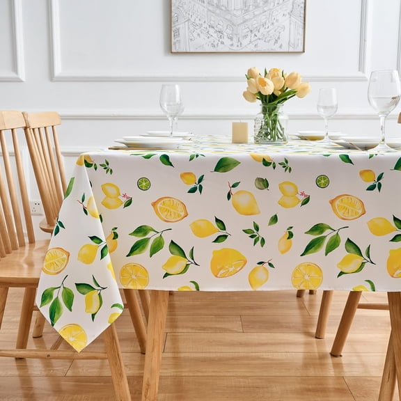 Lemon 60x102 Rectangle Tablecloth Yellow Lemonade Summer Table Cloth - Oblong Polyester Fabric Lemon-themed Table Cover Washable Waterproof Stain-Resistant for Outdoor Party Picnic Kitchen Dining