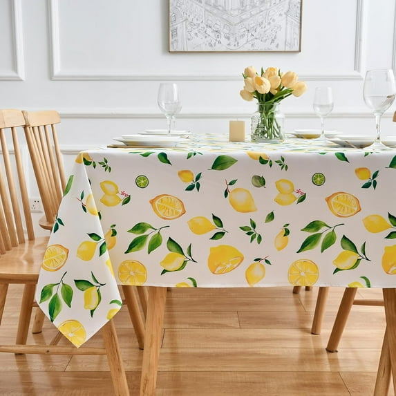 Lemon 60x120 Tablecloth Rectangle Yellow Lemonade Table Cloth - Summer Oblong Polyester Fabric Lemon-themed Table Cover Washable Waterproof Stain-Resistant for Outdoor Party Picnic Kitchen Dining