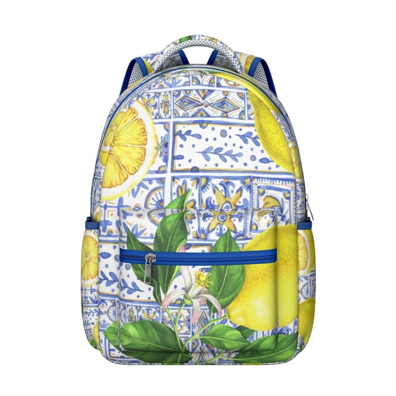 Lemon Aesthetic Laptop Backpack - Stylish Bookbag for Teens & College, Large Capacity Citrus Print Backpack, Fun Design Gift