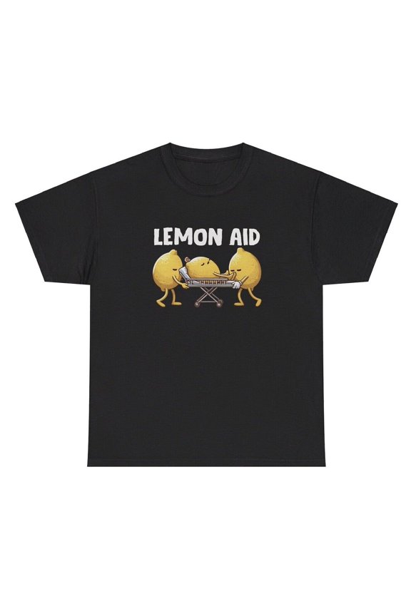 Lemon Aid T Shirt Funny Lemonade EMS Pun Gen Z Ironic Humor Novelty Gift Tee