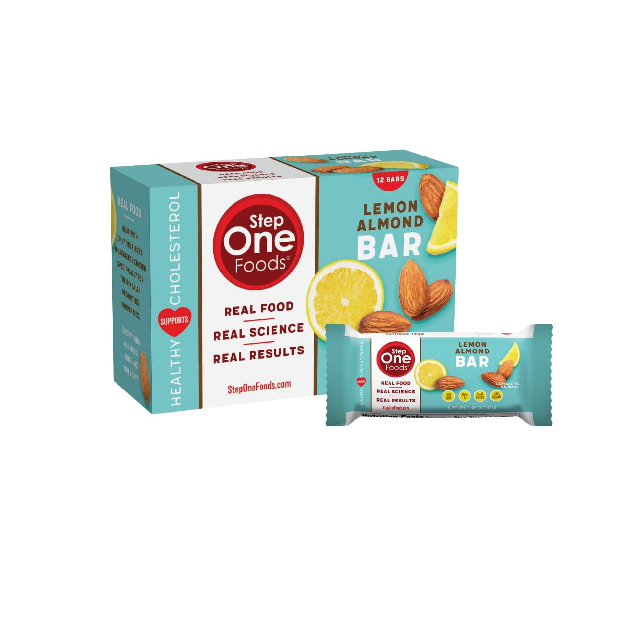 Lemon Almond Bar, Heart Healthy Snack Plant Sterols, Omega 3's and