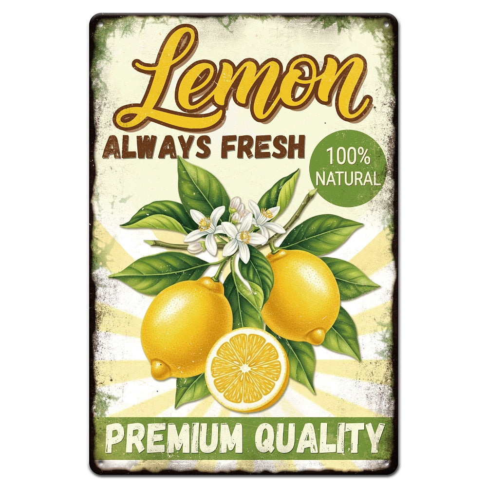 Lemon Always Fresh Metal Tin Sign 8x12in 