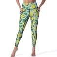 thumbnail image 1 of Lemon And Floral Leggings Fruit Print Gym Yoga Pants Push Up Vintage Sport Pants Pockets Elastic Design Yoga Legging, 1 of 6