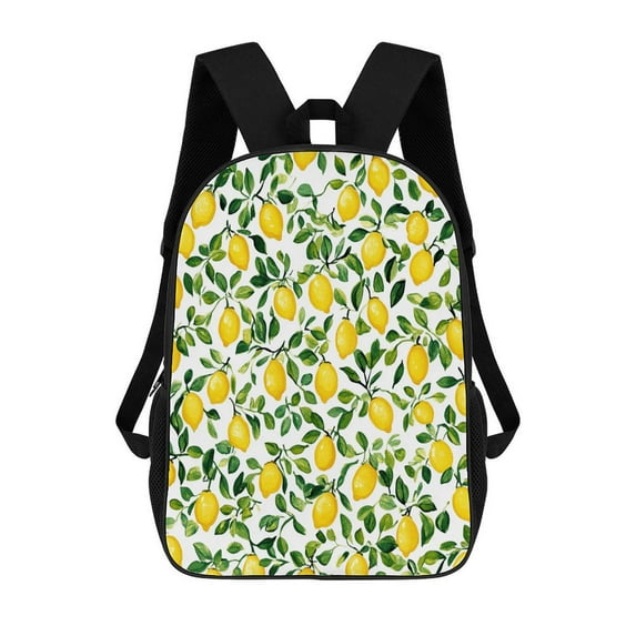 Lemon And Leaf Pattern Large Capacity Backpacks For Teenagers Travel Bags Casual 17In Backpack