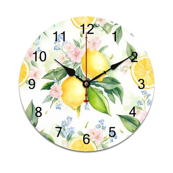 Lemon And Leaves Bedroom Wall Clock Large Modern Kitchen Dinning Round Living Room Watch Home Decor 10in