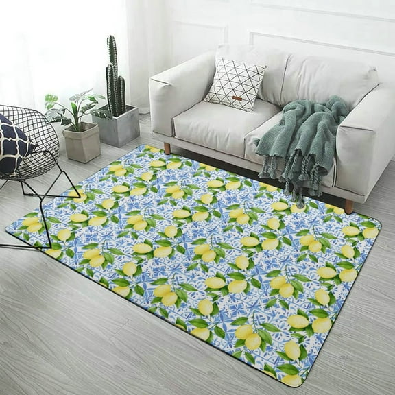 Lemon And Leaves Carpet Style Living Room Bedroom Rug Modern 3d Entry Door Mats Household