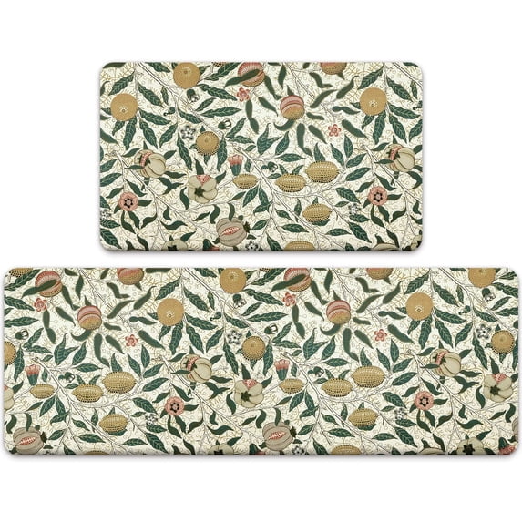 Lemon Anti Fatigue Kitchen Mat Set of 2 Pieces,Farmhouse Kitchen Rugs and Mats,Waterproof Non Slip Memory Foam Cushioned Comfort Kitchen Floor Mat,Padded Kitchen Mats for Standing