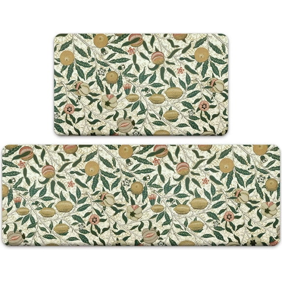 Lemon Anti Fatigue Kitchen Mat Set of 2 Pieces,Farmhouse Kitchen Rugs and Mats,Waterproof Non Slip Memory Foam Cushioned Comfort Kitchen Floor Mat,Padded Kitchen Mats for Standing