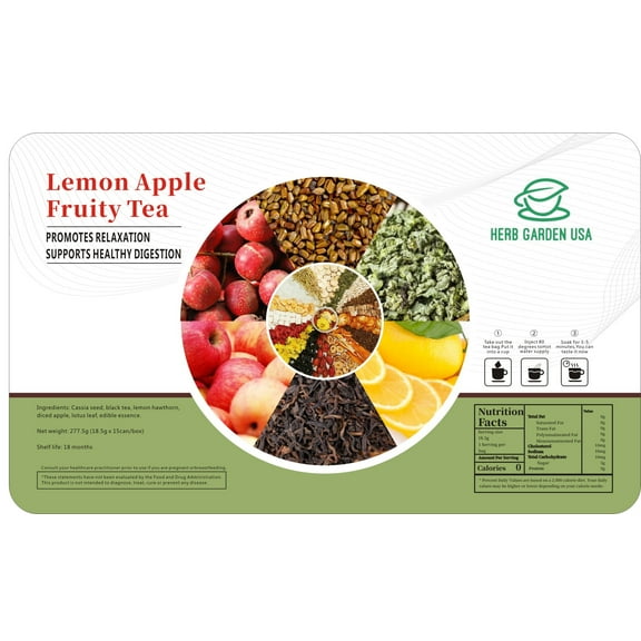 Lemon Apple Fruity Tea Refreshing Herbal Blend, Supports Digestion & Relaxation, 277g (18.5 x 15 Cans), Perfect for Gifting or Daily Enjoyment