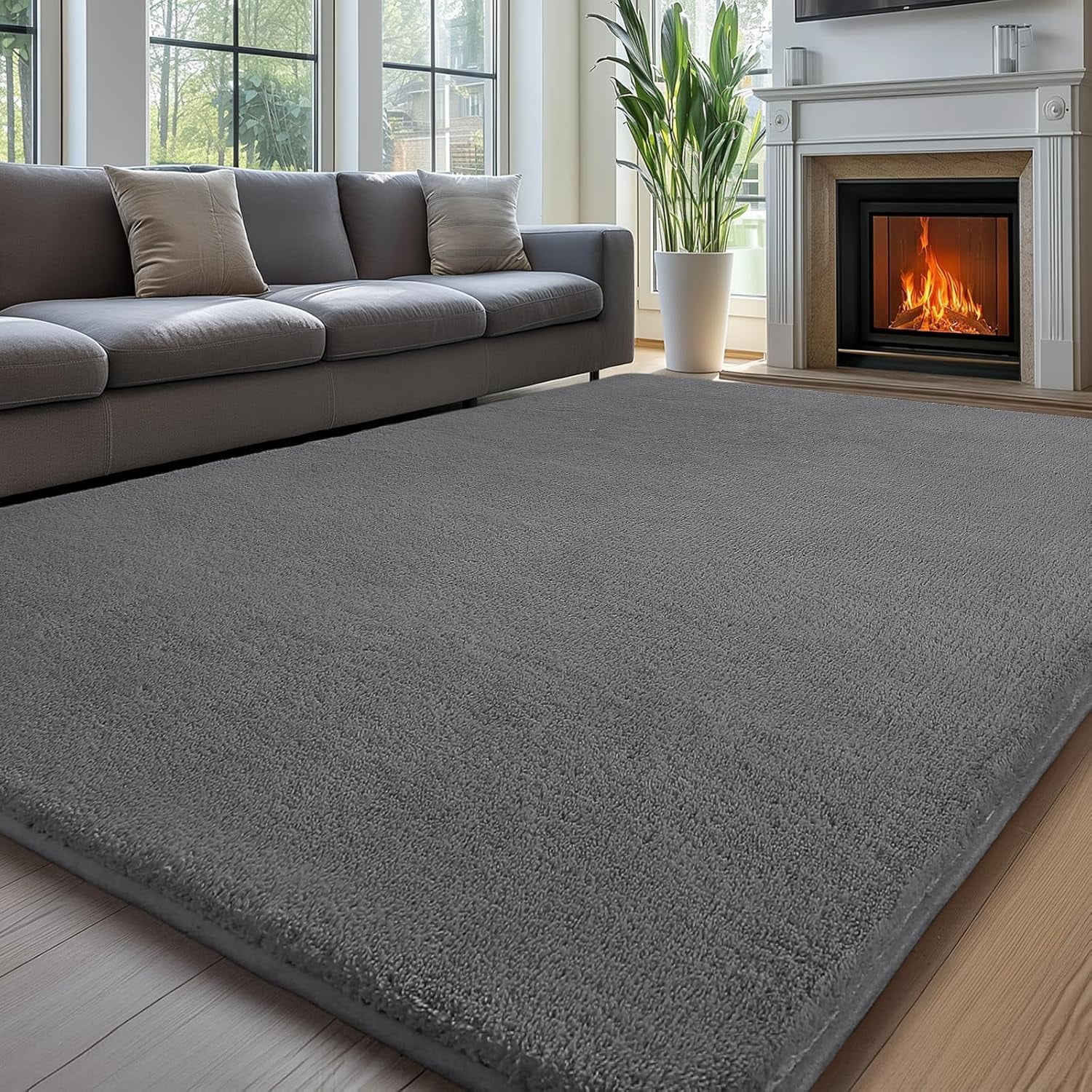 Lemon Area Rug, 5x7, Machine Washable, Anti-Slip