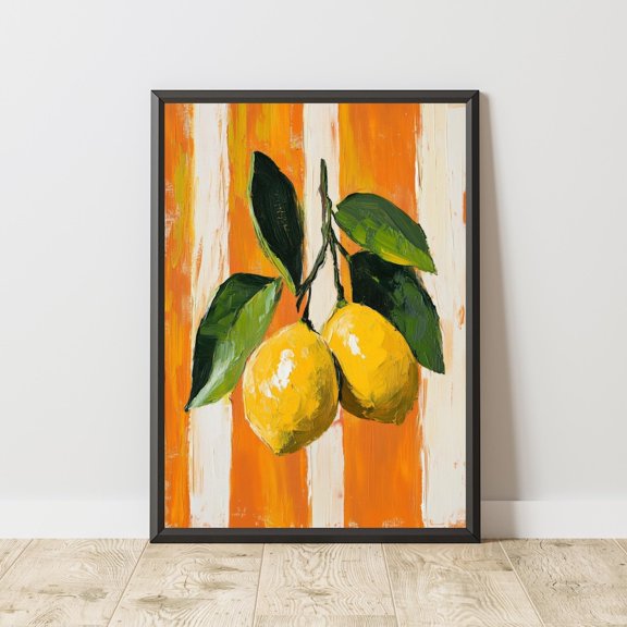 Lemon Art Poster, Modern Kitchen Wall Art Bright Fruit Summer Decor, 8x12 UNFRAMED