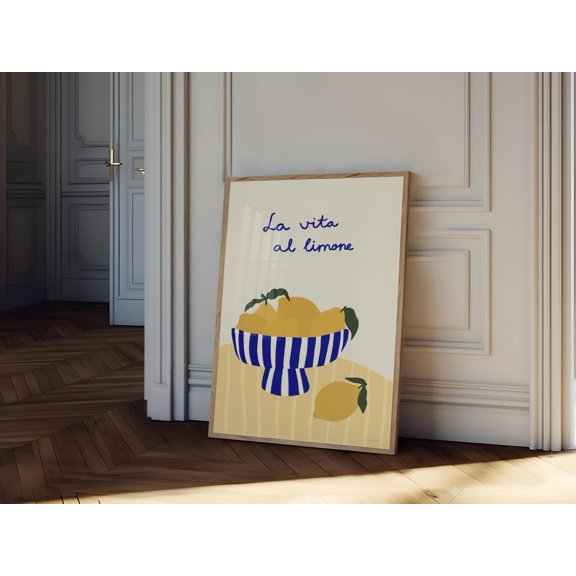 Lemon Art Print Handdrawn Kitchen, Unframed Paper Print