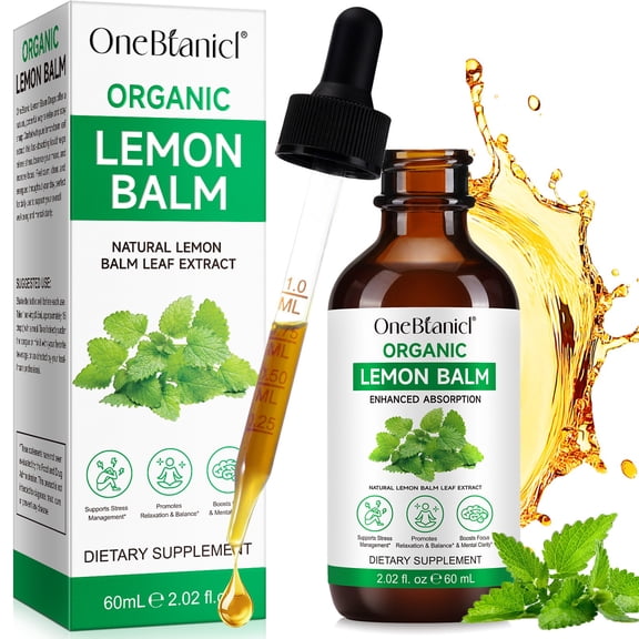 Lemon Balm Extract Liquid Drops, Natural Herbal Supplement Drops, Promotes Relaxation, 2.02 fl oz