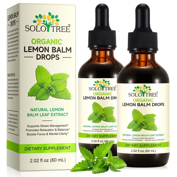 Lemon Balm Extract Liquid Drops, Natural Lemon Balm Leaf Supplement for Relaxation, Mood Balance - 2Pack