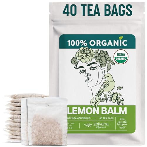 Lemon Balm Tea Organic (40 Tea Bags) - Melissa Tea, Te de Tolonjil Calming Herbal TeaBags for Sleep, Emotional Balance