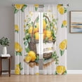 thumbnail image 1 of Lemon Basket Summer Sheer Curtains 63 Inch Length 2 Panels Set, Farmhouse Eucalyptus Grey Wooden Voile Window Treatment Rod Pocket Curtains Sheers Drapes for Bedroom/Living Room/Kitchen 52x"63"x2, 1 of 7