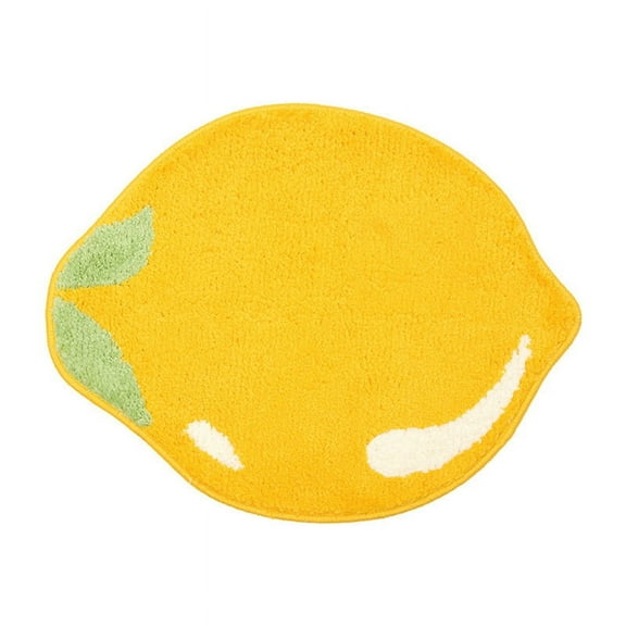 Lemon Bath Mat Cute Non- Fruit Rug Kitchen Mat Yellow Lemon Bathroom Decor Fun Kids Rug, Machine Washable