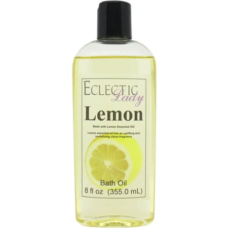 Lemon Bath Oil - Scented Body Oil - Relaxing & Moisturizing Bathing Oil - Fragrance Body Oil For Dry & Rough Sensitive Skin - 8 oz