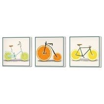 Lemon Bike Bicycle Picture with Orange Fruit Kitchen Canvas Wall Art - for Restaurant Home Dining Room Wall Decoration