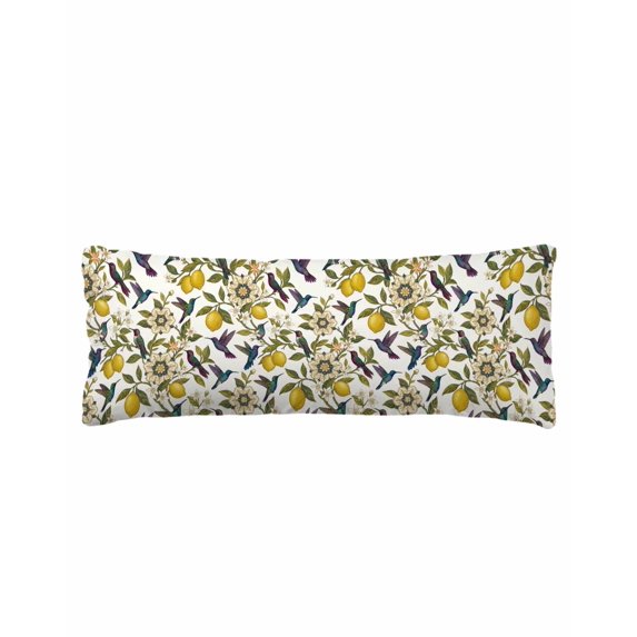 Lemon Birds Body Pillow Cover 20 x 54 Inch Decorative Pillow Cover Summer Tropical Botanical Lumbar Pillowcase Seasonal Rectangle Cushion Case for Couch Sofa Bed Living Room