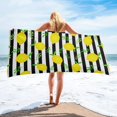 Lemon Black And White Stripes Microfiber Bath Towel for Bathroom Pool