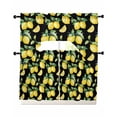 thumbnail image 1 of Lemon Black Swag Curtains for Living Room/Bedroom Windows, Country Fruit Watercolor Farmhouse Plant Kitchen Curtains and Valances Set 36 Inch Length, Light Filtering Swags Valance Curtain Panels, 1 of 5