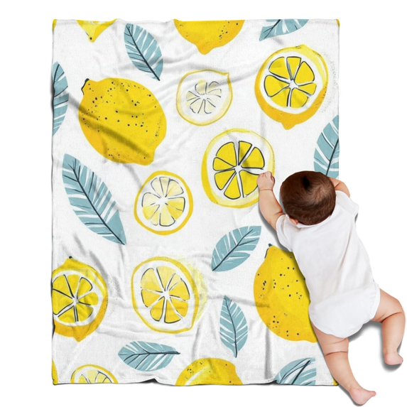 Lemon Blanket,Comfortable Soft Flannel Throw Blanket,All Season,Warm Lightweight Blankets for Sofa Bed Couch Living Room Chair,30"x40"(80x100cm)