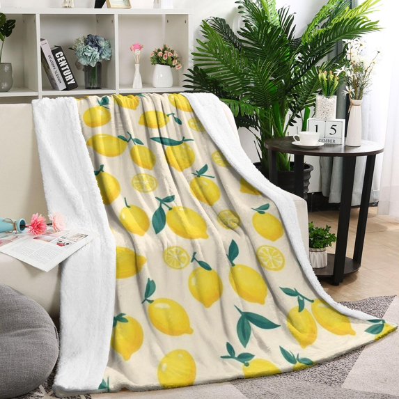 Lemon Blanket,Comfortable Soft Flannel Throw Blanket,All Season,Warm Lightweight Blankets for Sofa Bed Couch Living Room Chair,40"x50"(100x130cm)