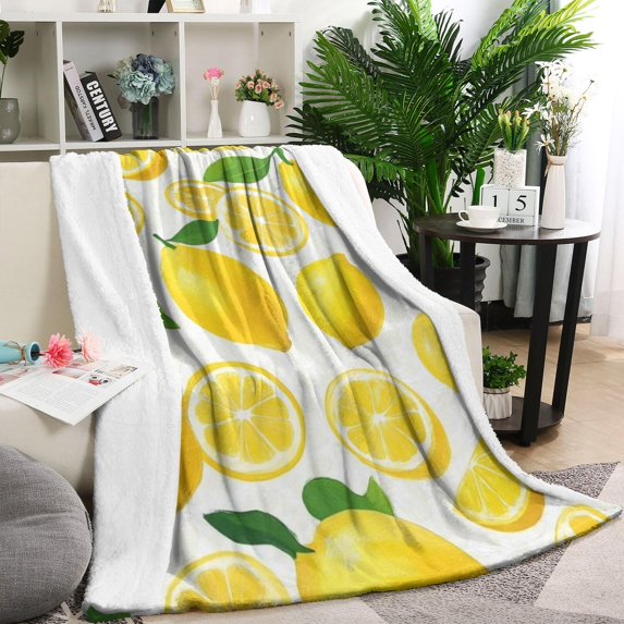 Lemon Blanket,Comfortable Soft Flannel Throw Blanket,All Season,Warm Lightweight Blankets for Sofa Bed Couch Living Room Chair,60"x80"(150x200cm)