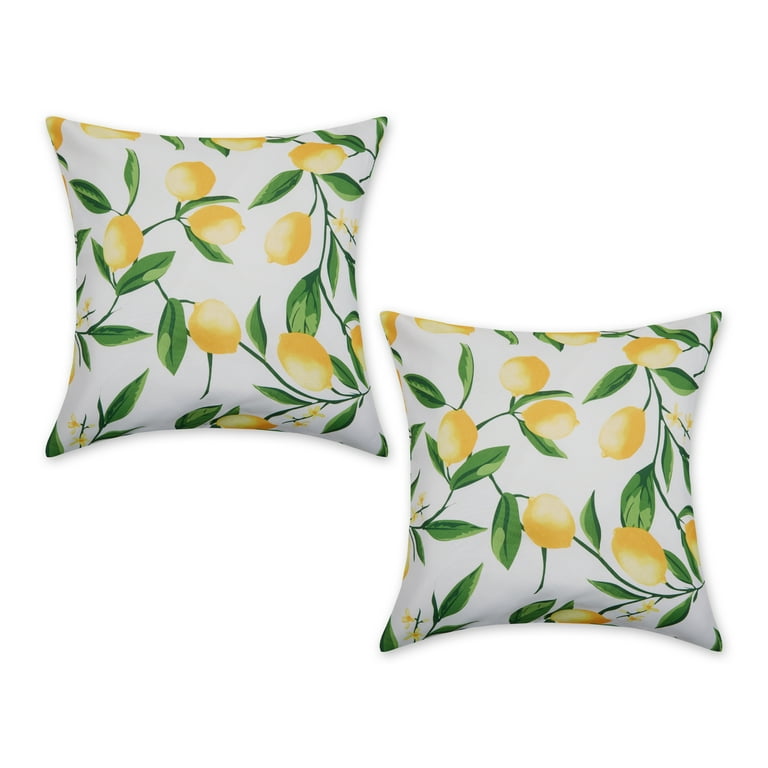 Lemon Bliss Print Outdoor Pillow Cover 18x18 (Set of 2) 